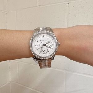 Michael Kors MK7294 Oversized Tibby Pavé Silver-Tone Watch